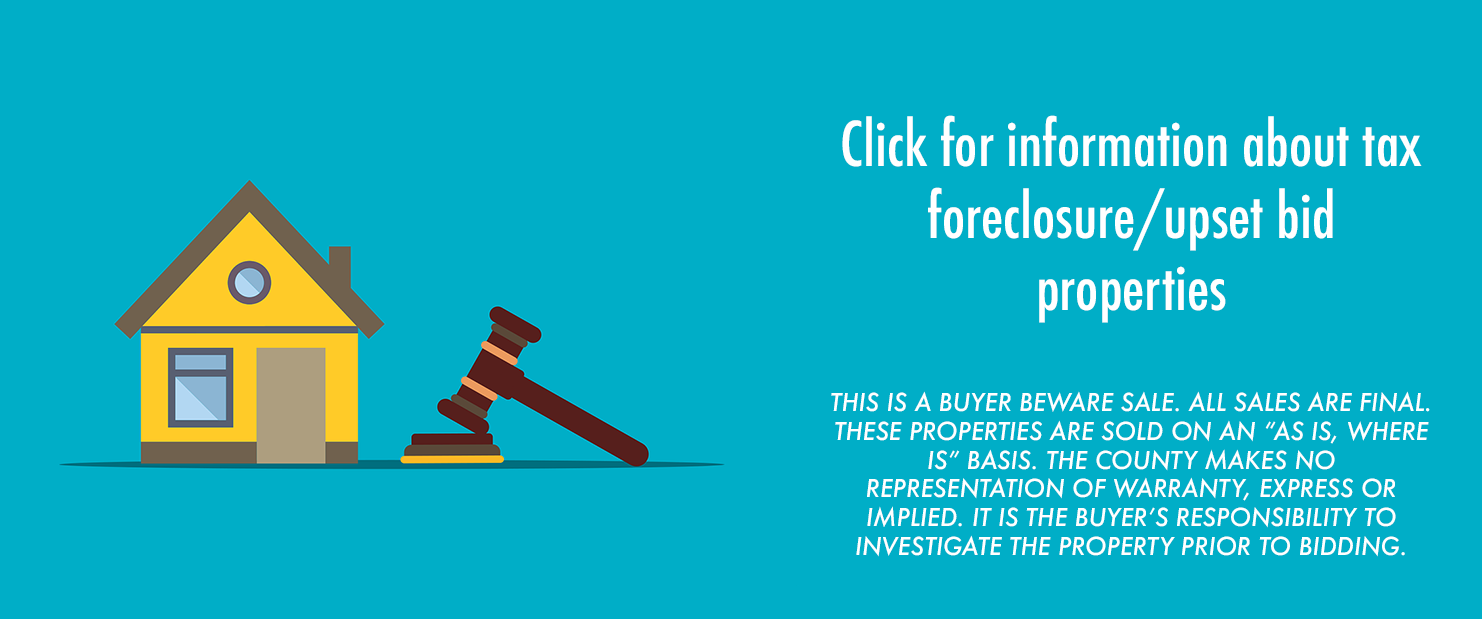 Image showing a house and auction gavel. Click for information about tax foreclosure/upset bid properties